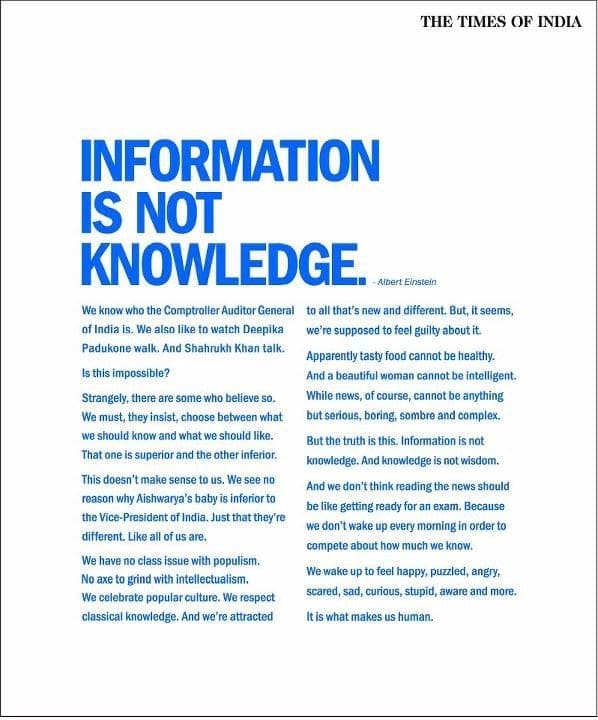 Information-is-not-knowledge-hindu-vs-toi