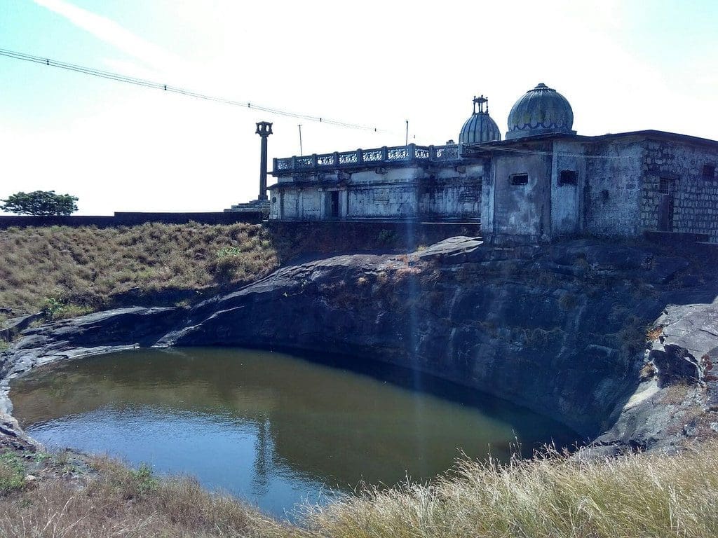 first ever motorbike ride explored: The temple pond at the Kundadri hills