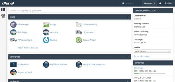 web hosting control panel