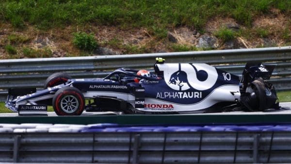 damaged AT02 of Pierre Gasly at Grosser Preis Der Steiermark 2021
