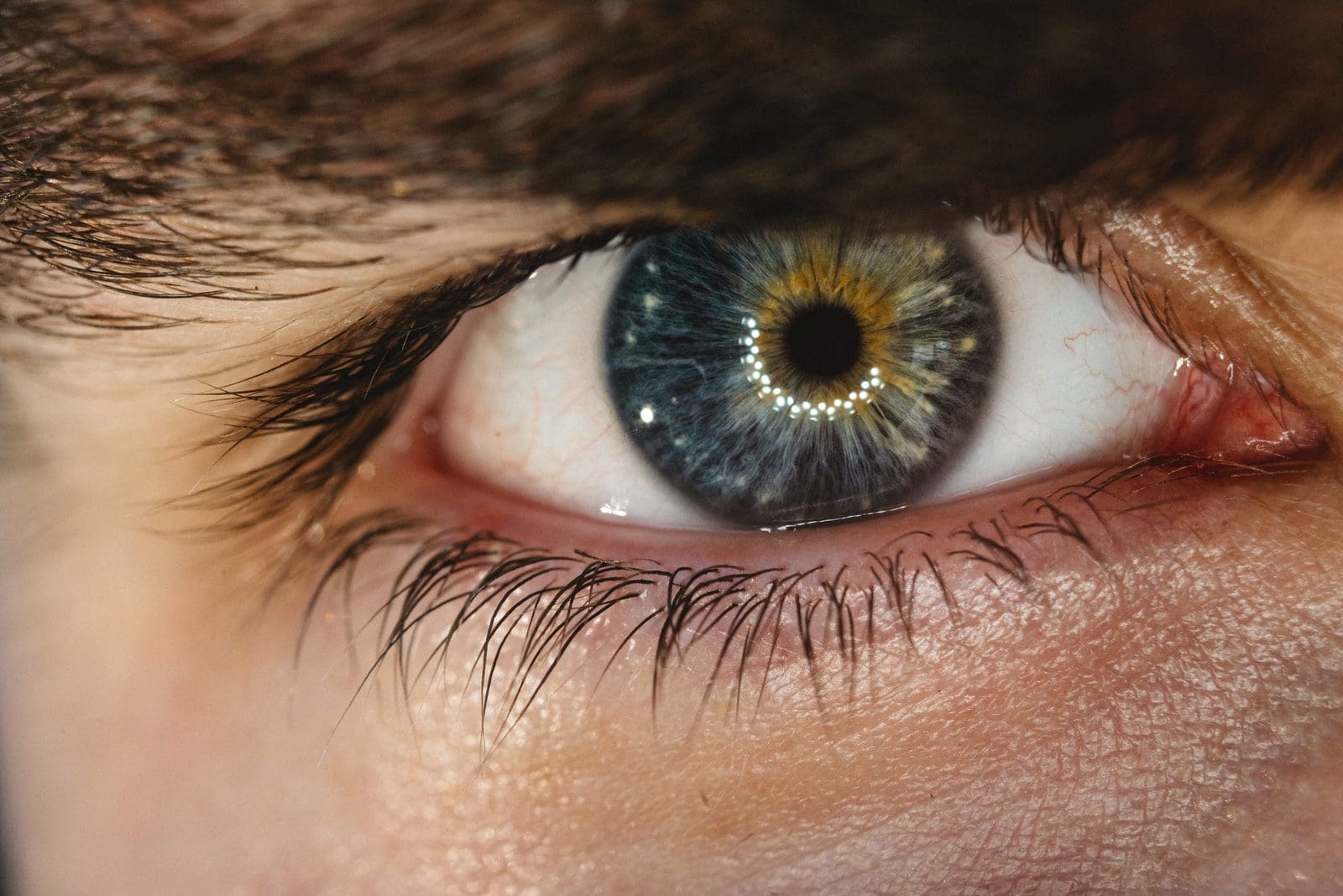 person with blue eyes and brown eyes contact lens
