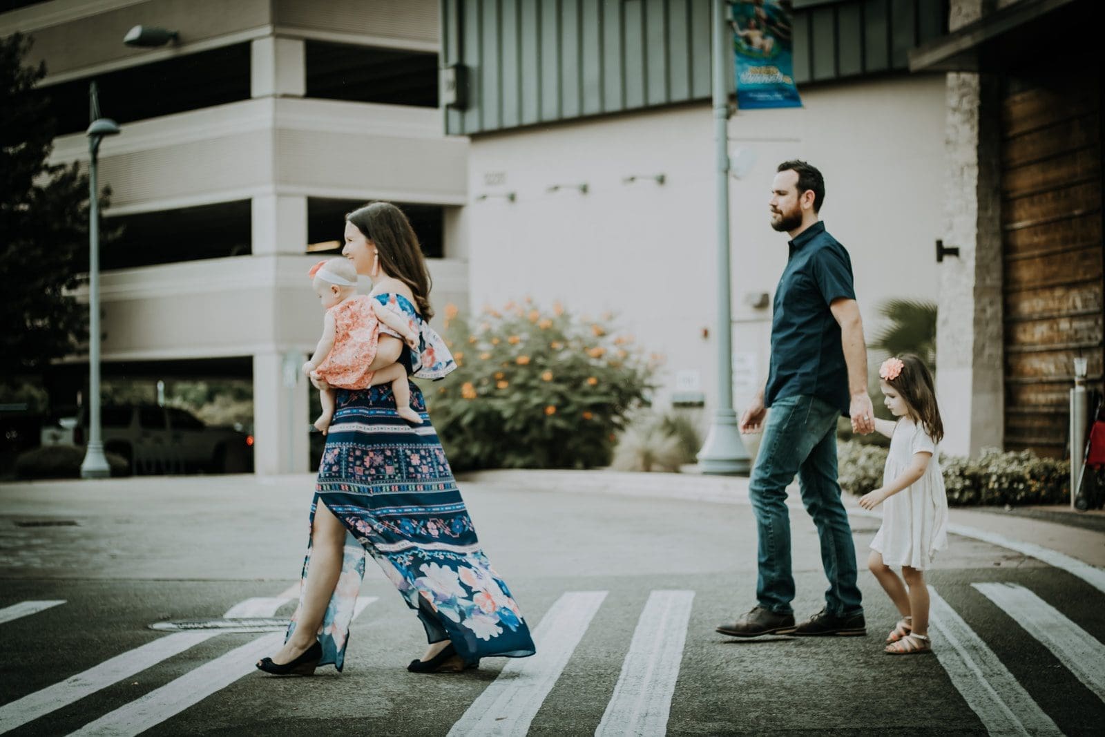 family law man and woman crossing road