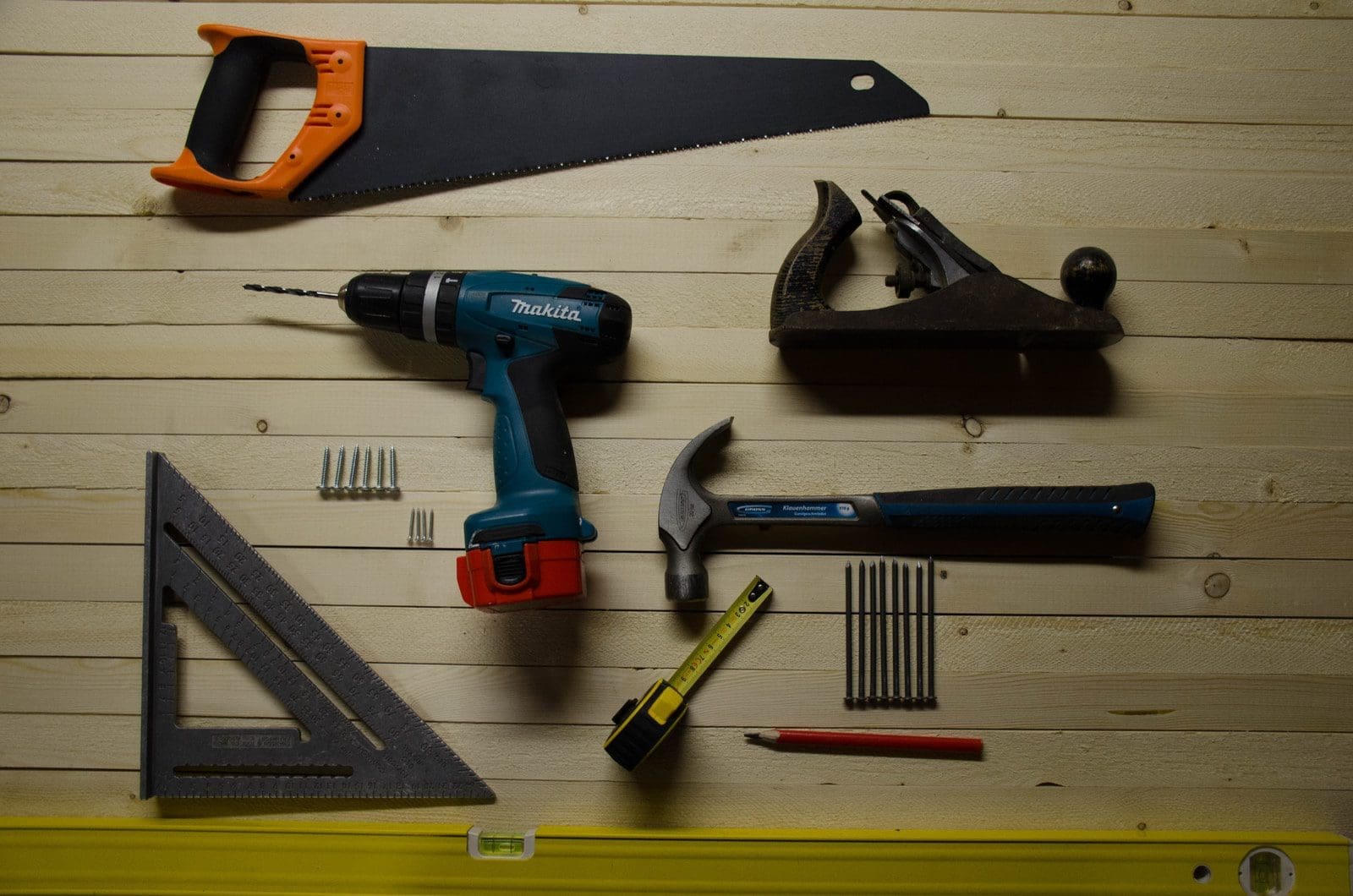 assorted-color handheld home renovation tools