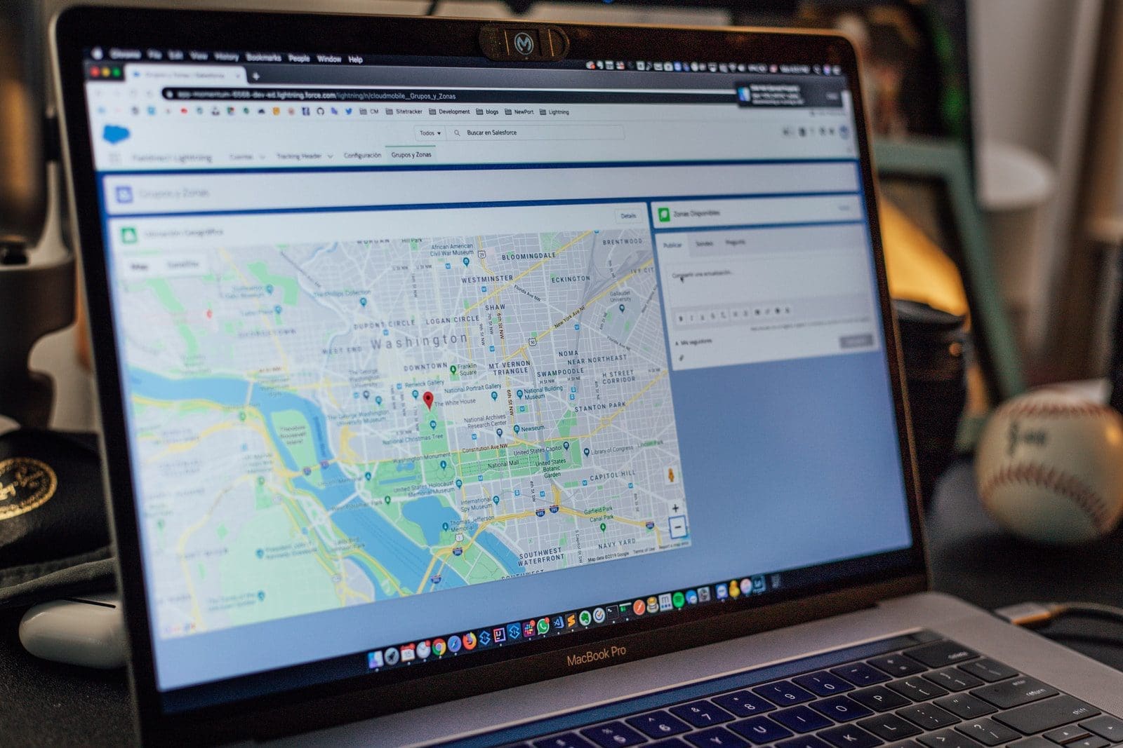 salesforce turned-on MacBook Pro