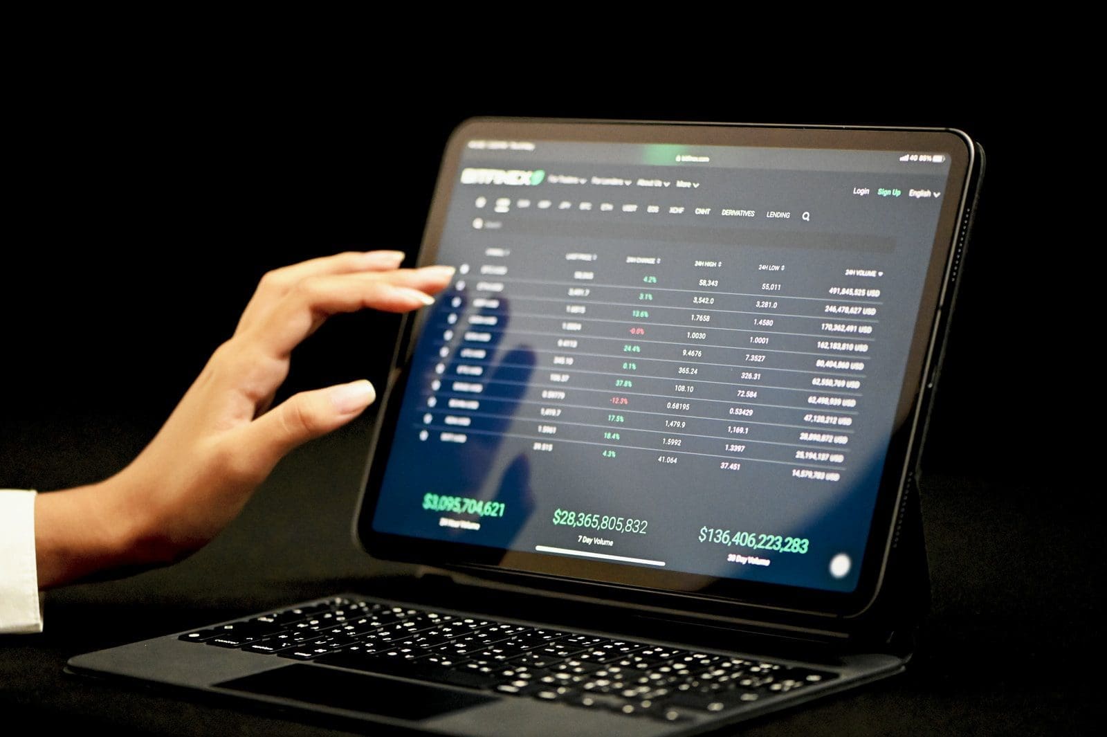 managed forex account black laptop computer turned on displaying blue screen