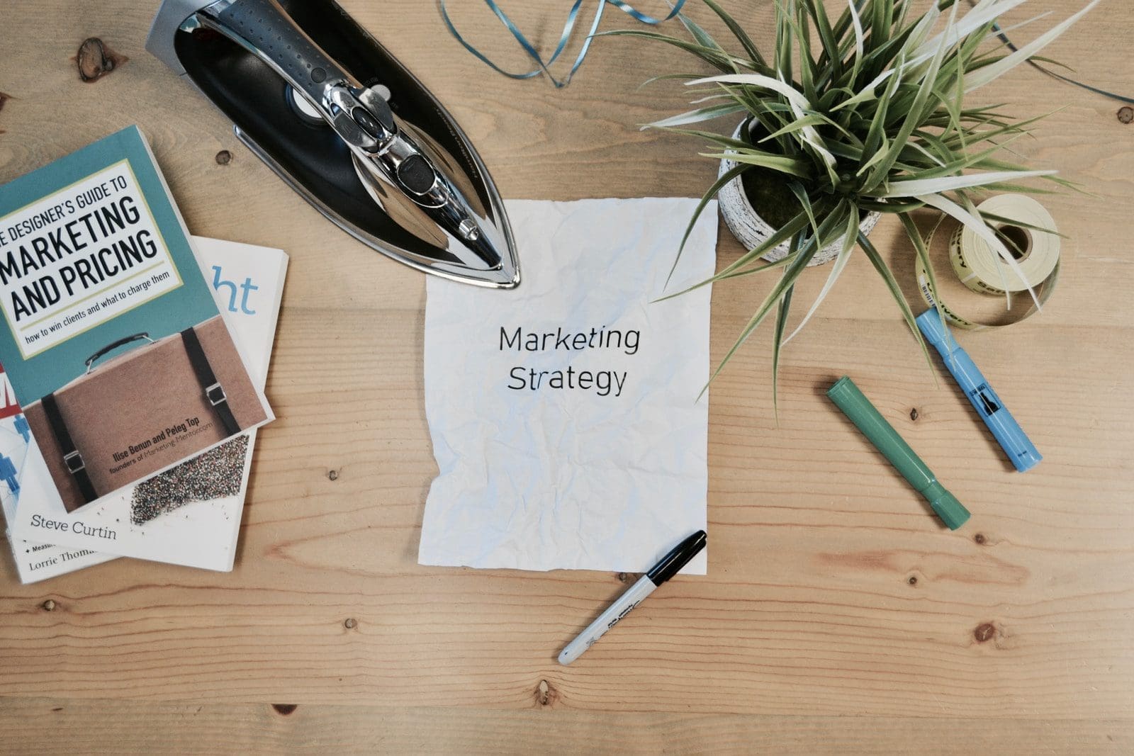 white printing paper with Marketing Strategies text