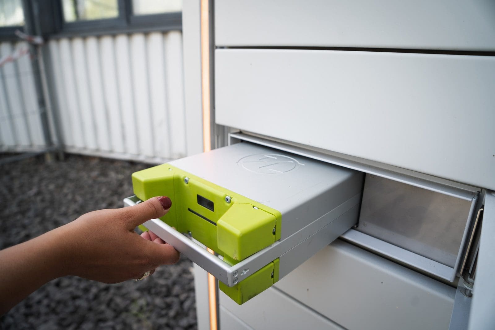 solar battery green and white plastic box