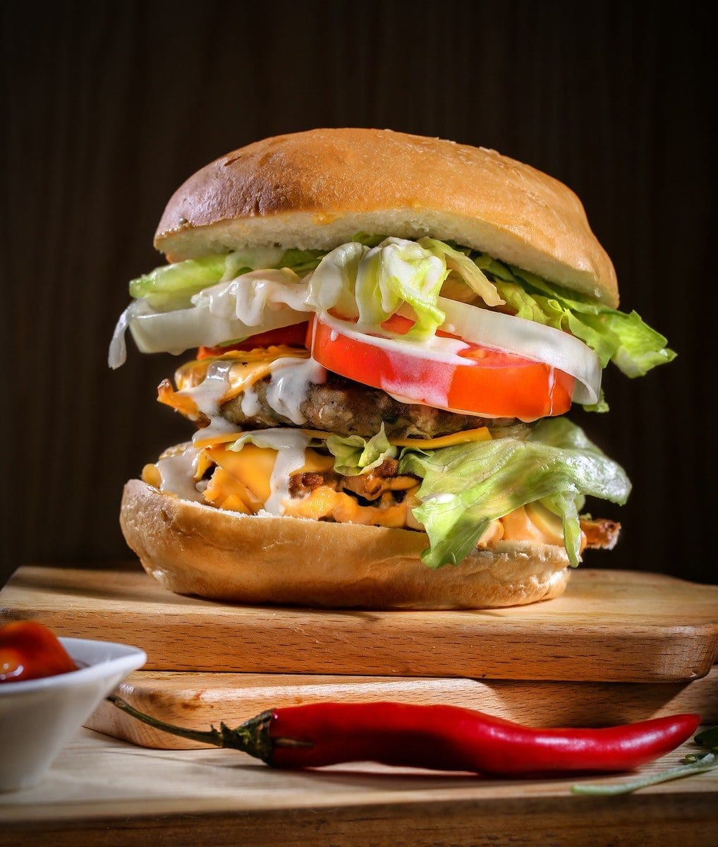 Close-Up Photo of a double stack Cheese Burger