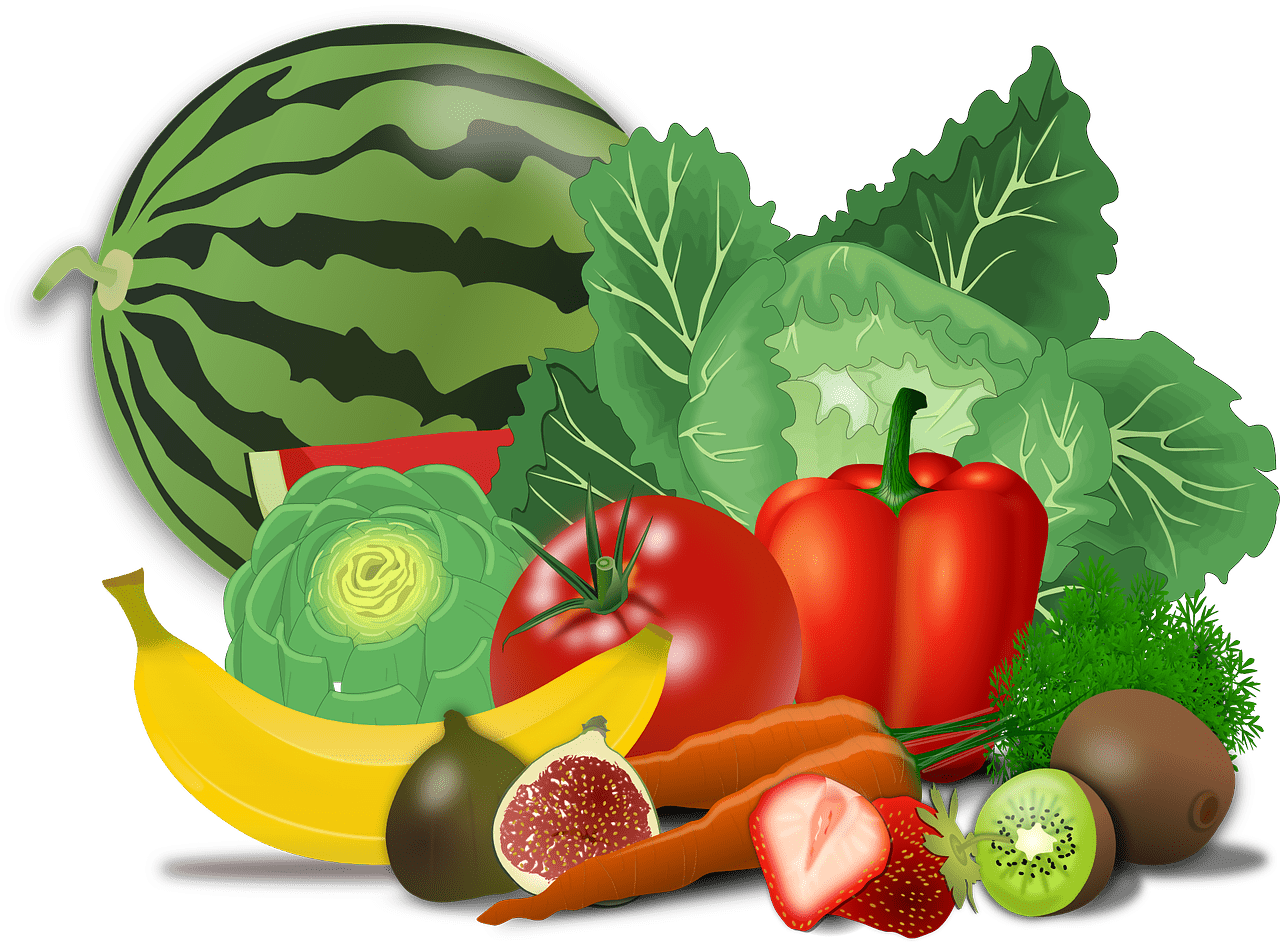 vegetables, fruits, food