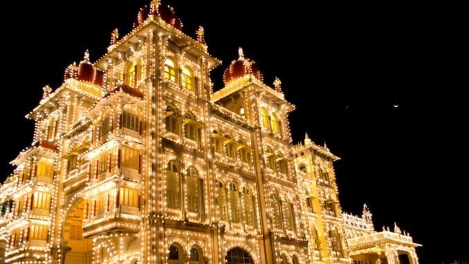 mysore dasara palace, illuminated, building